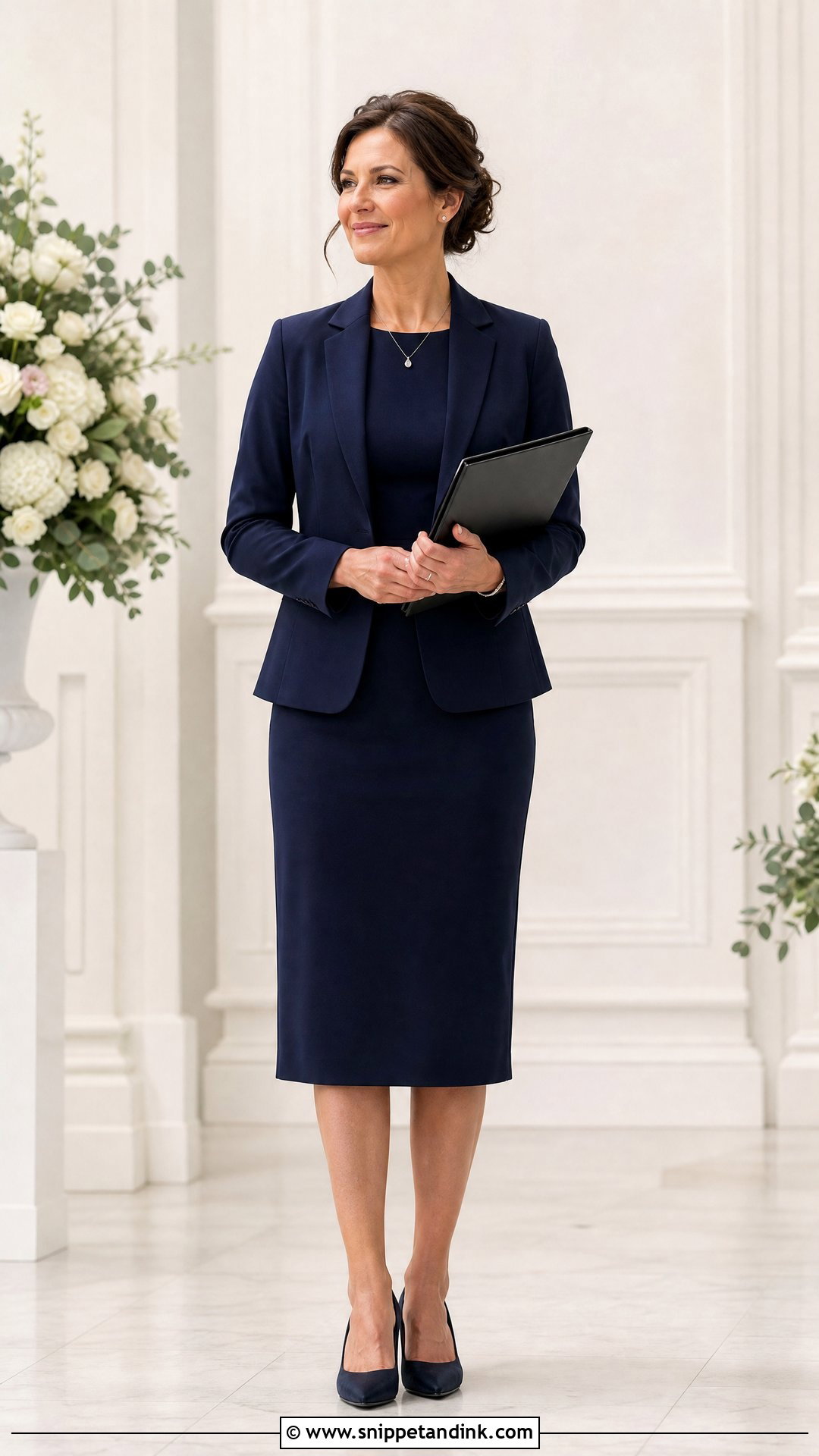 Sheath Dress And Blazer Wedding Officiant Outfit - Snippet and Ink - 20 Wedding Officiant Outfit Ideas