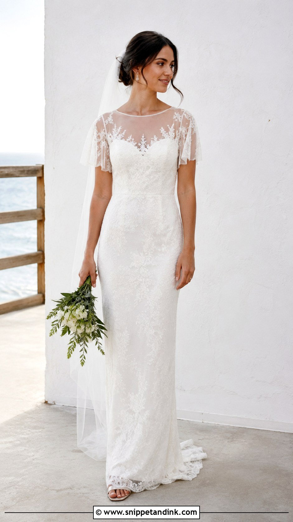 Sheath Illusion Neckline Wedding Dress - Snippet and Ink - 25 Illusion Neckline Wedding Dress Ideas