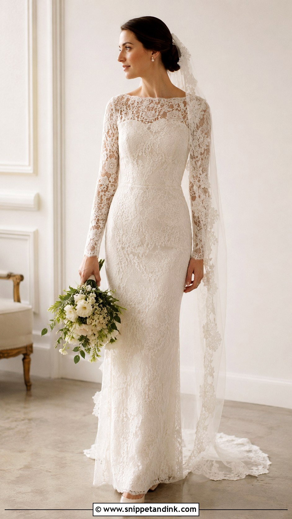 Sheath Lace Wedding Dress - Snippet and Ink - 30 Vintage Romantic Wedding Dress Ideas