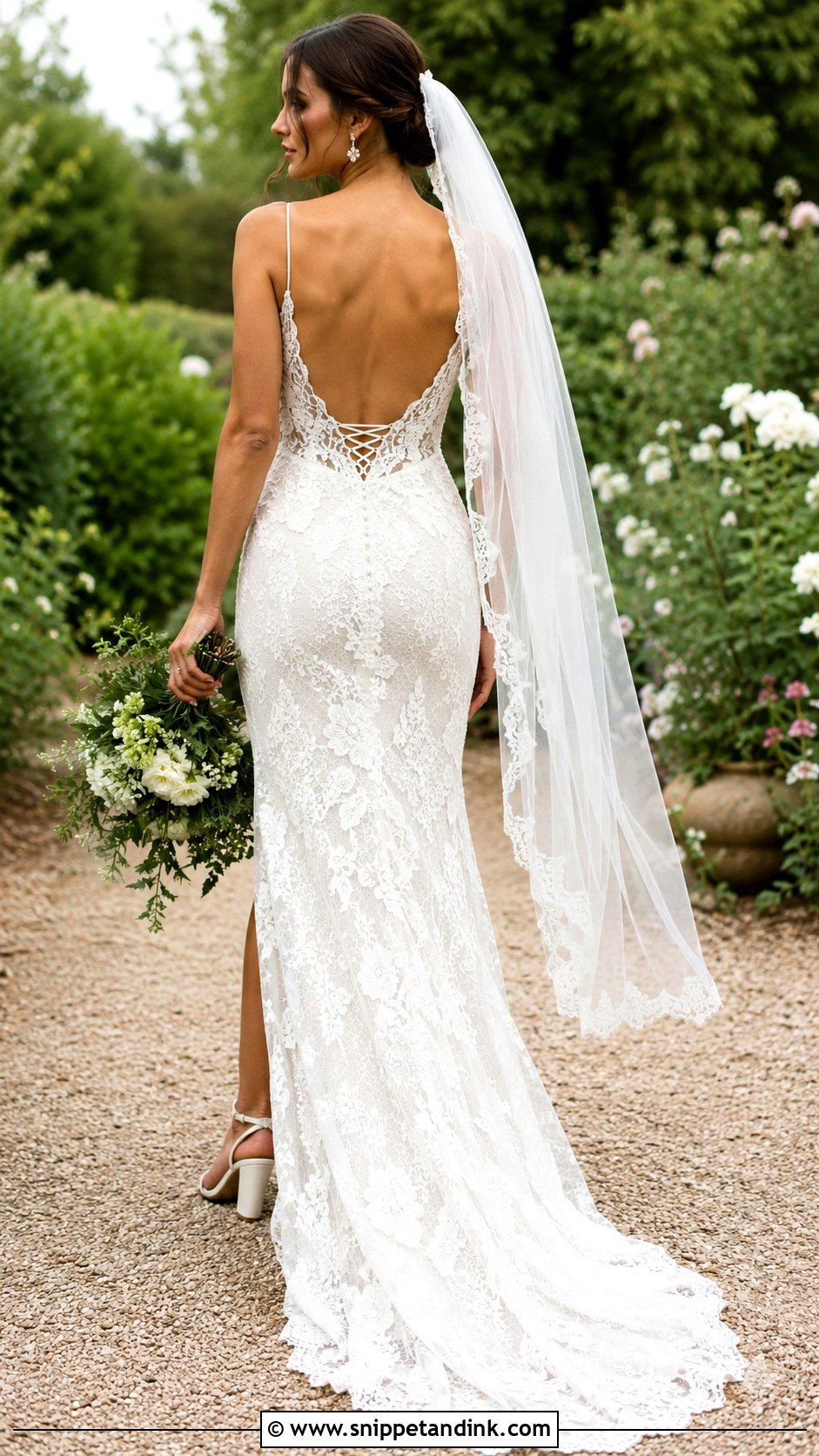 Sheath Open Lace Back Wedding Dress - Snippet and Ink - 20 Lace Back Wedding Dress Ideas