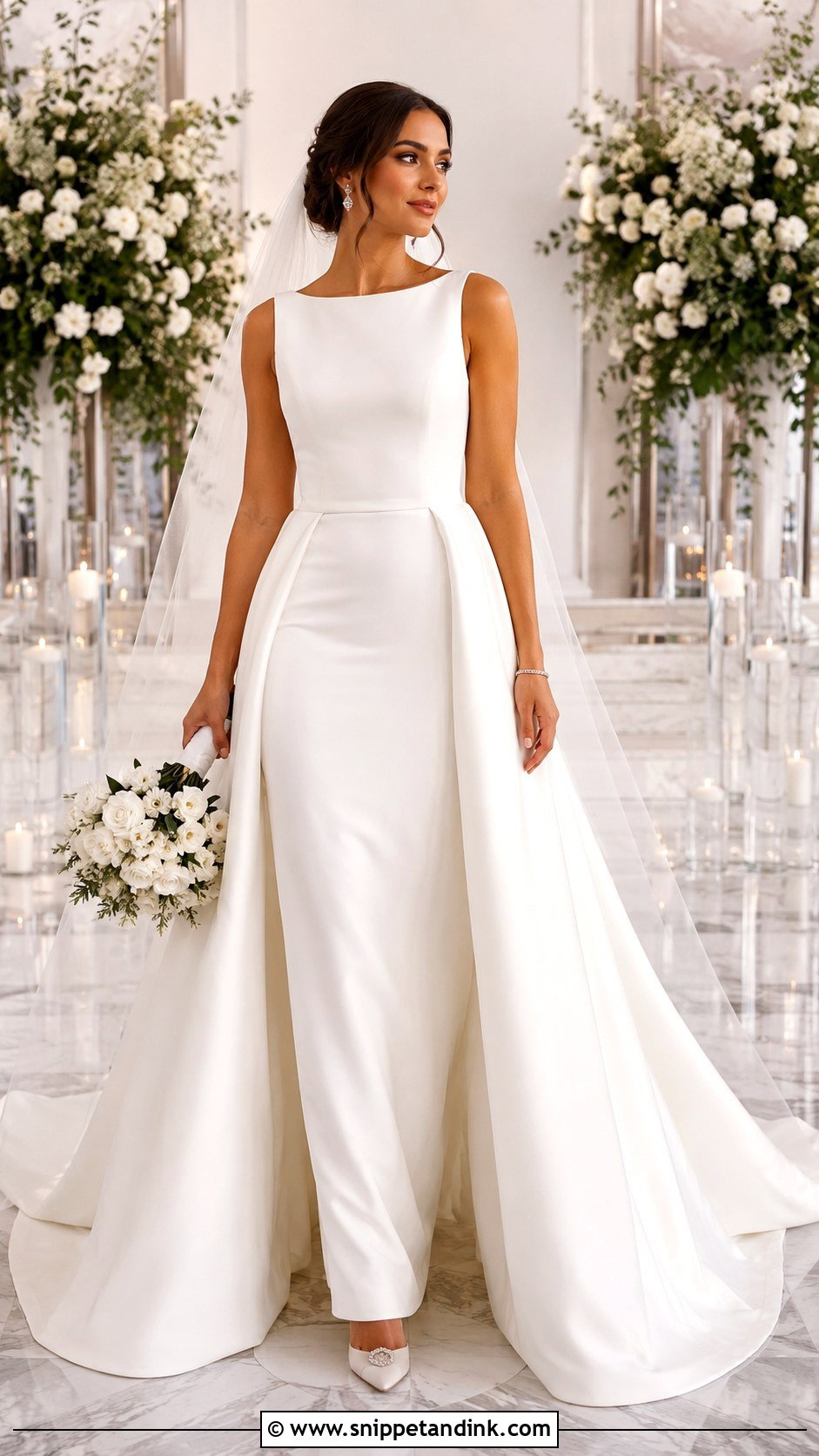 Sheath Wedding Dress With Detachable Overskirt - Snippet and Ink - 25 December Wedding Dress Ideas