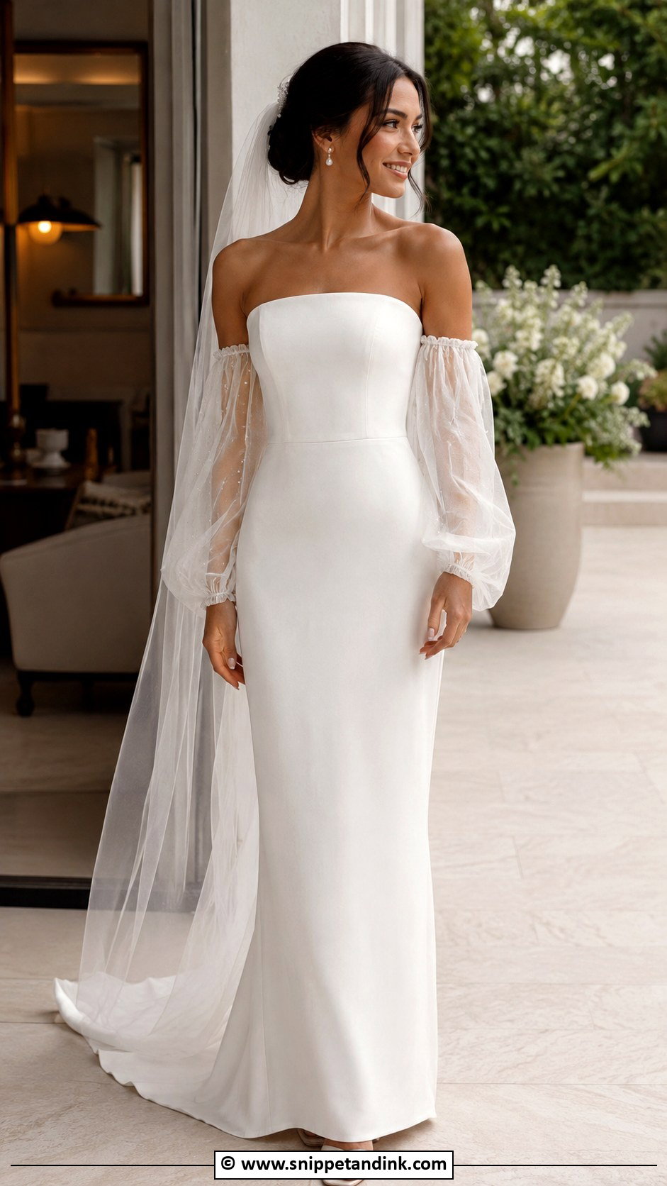 Sheath Wedding Dress With Detachable Sleeves - Snippet and Ink - 30 Sheath Wedding Dress Ideas