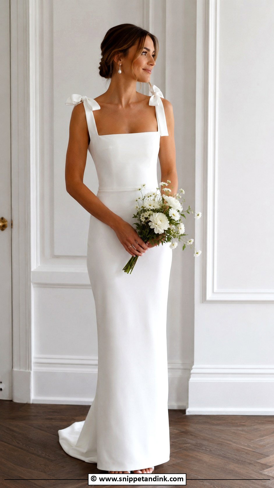 Sheath Wedding Dress With Shoulder Bows - Snippet and Ink - 25 Wedding Dress with Bow Ideas