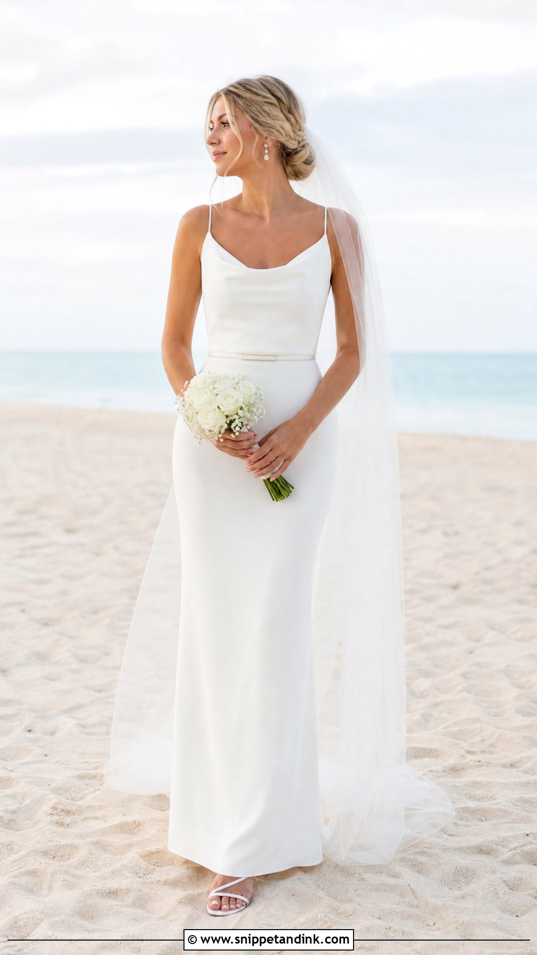 Sheath Wedding Dress With Simple Veil - Snippet and Ink - 25 Different Wedding Dress Styles