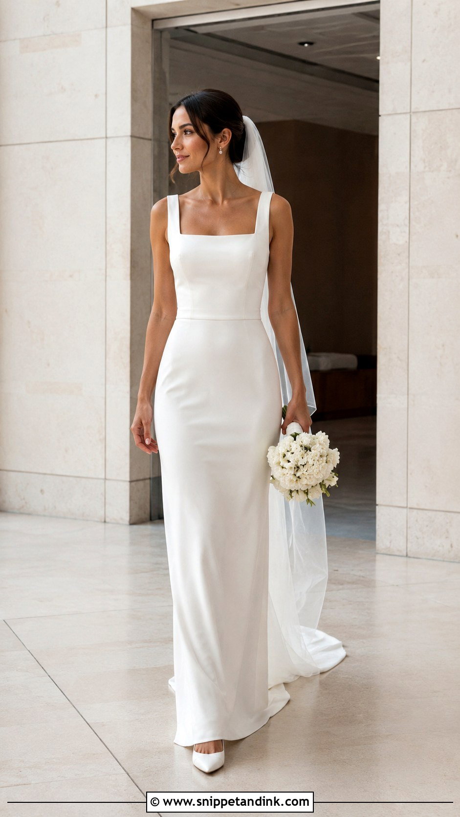 Sheath Wedding Dress With Square Neckline - Snippet and Ink - 25 Hourglass Wedding Dress Ideas