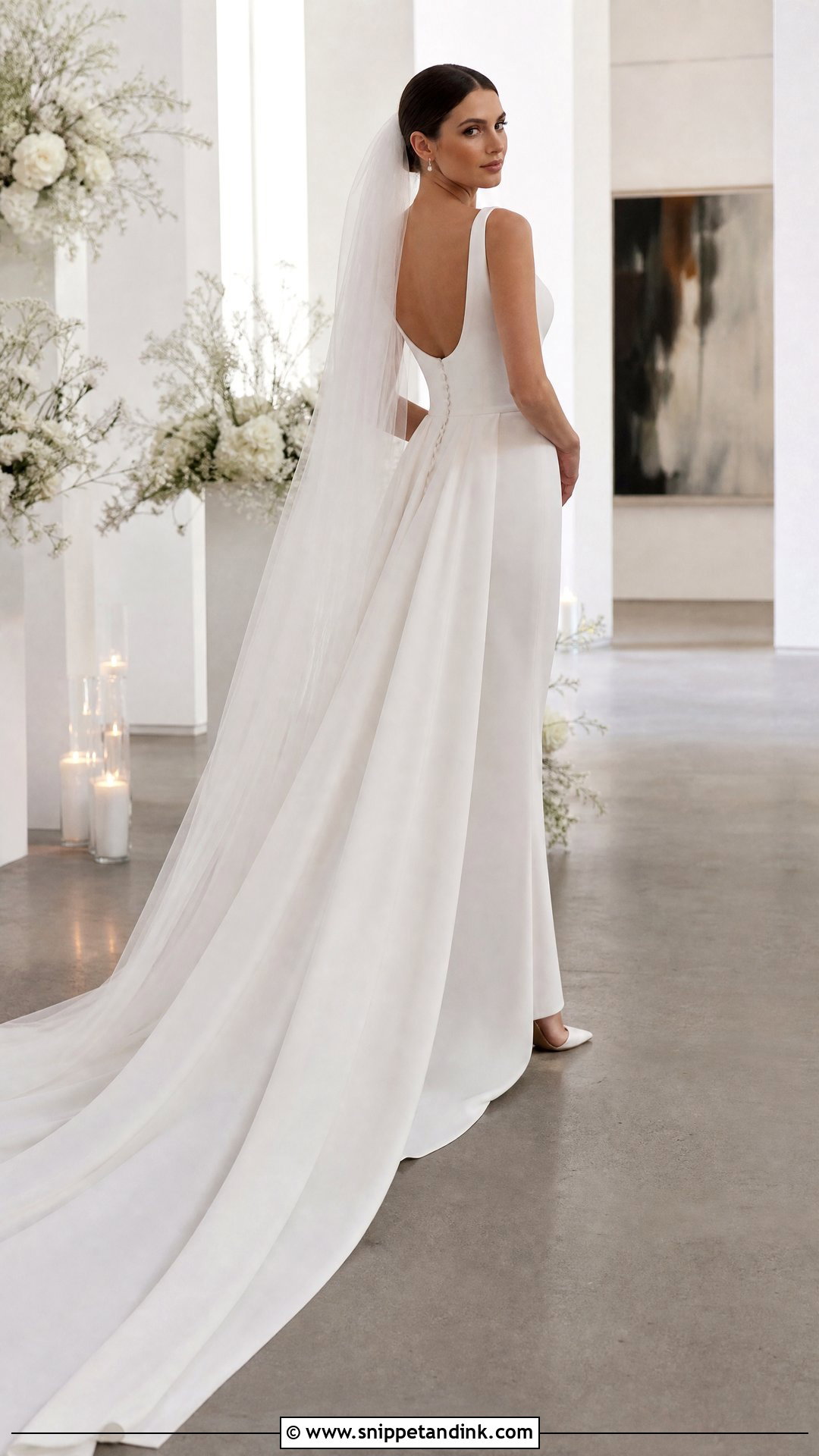 Sheath Wedding Gown With Detachable Train - Snippet and Ink - 25 Two Way Wedding Gown Ideas