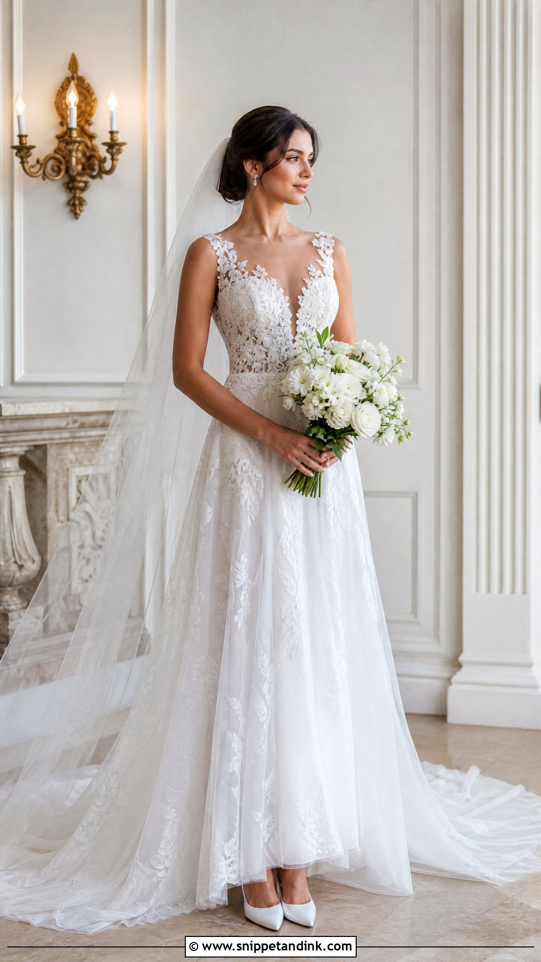 Sheer A Line Wedding Dress - Snippet and Ink - 25 Sheer Wedding Dress Ideas