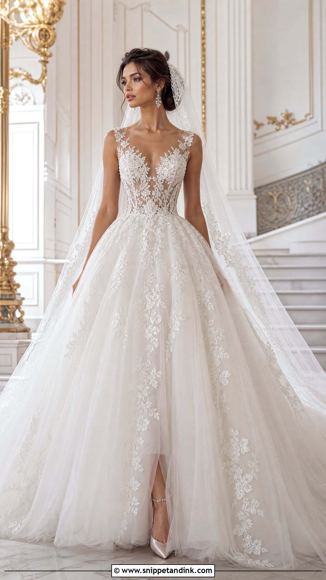 Sheer Ball Gown Wedding Dress - Snippet and Ink - 25 Sheer Wedding Dress Ideas