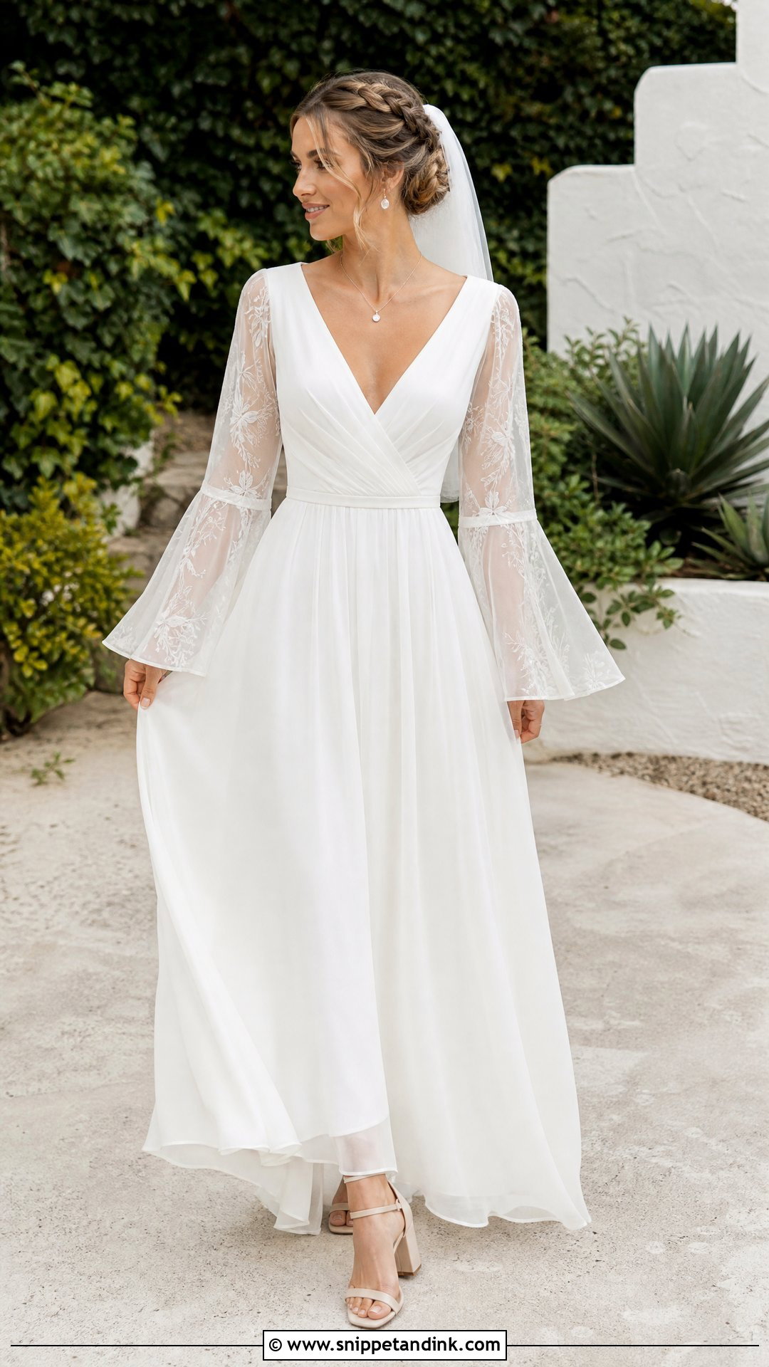 Sheer Bell Sleeve Wedding Dress - Snippet and Ink - 20 Wedding Dress Sheer Sleeves