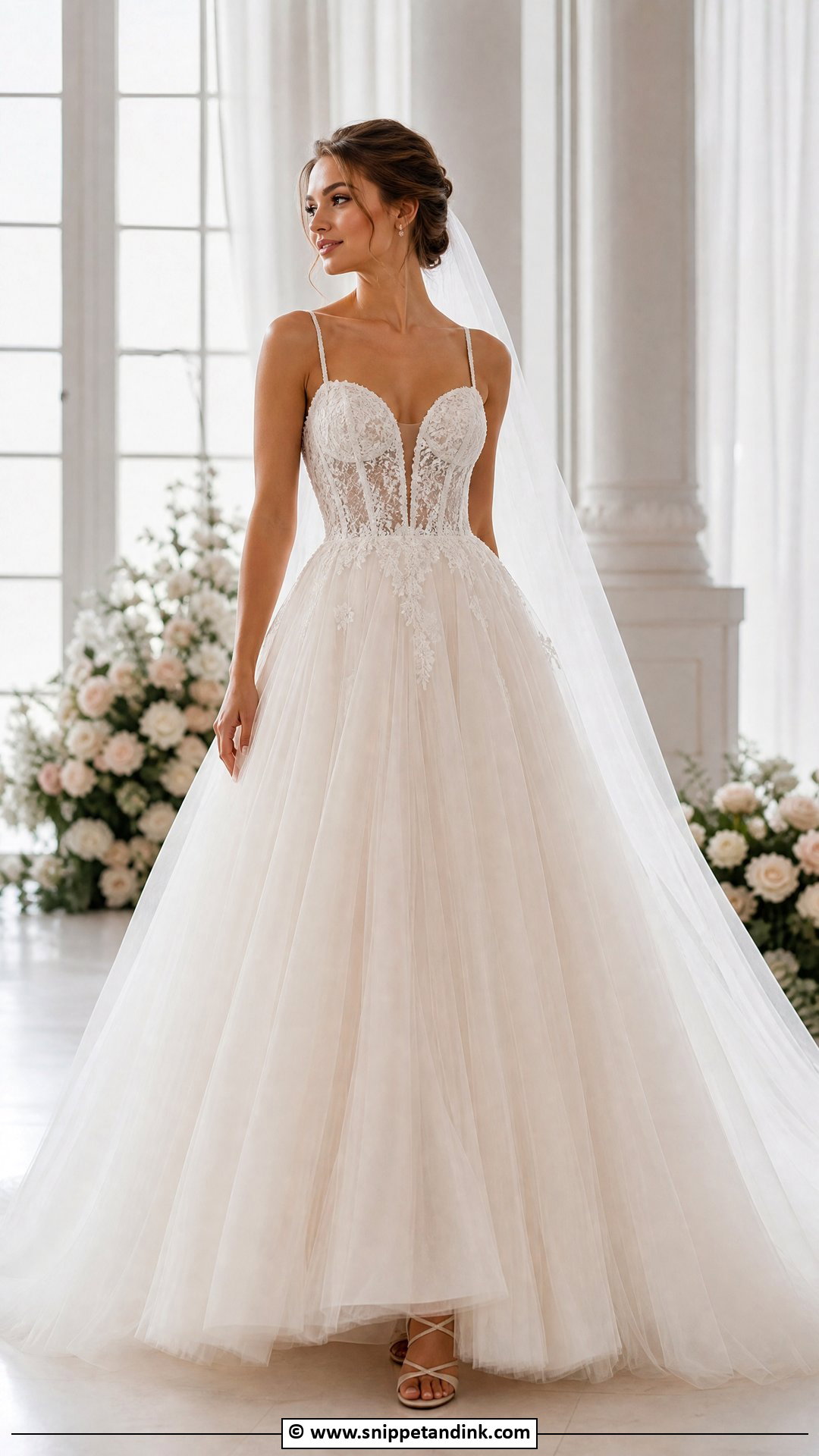 Sheer Bodice Ball Gown Wedding Dress - Snippet and Ink - 35 Ball Gown Wedding Dress Ideas
