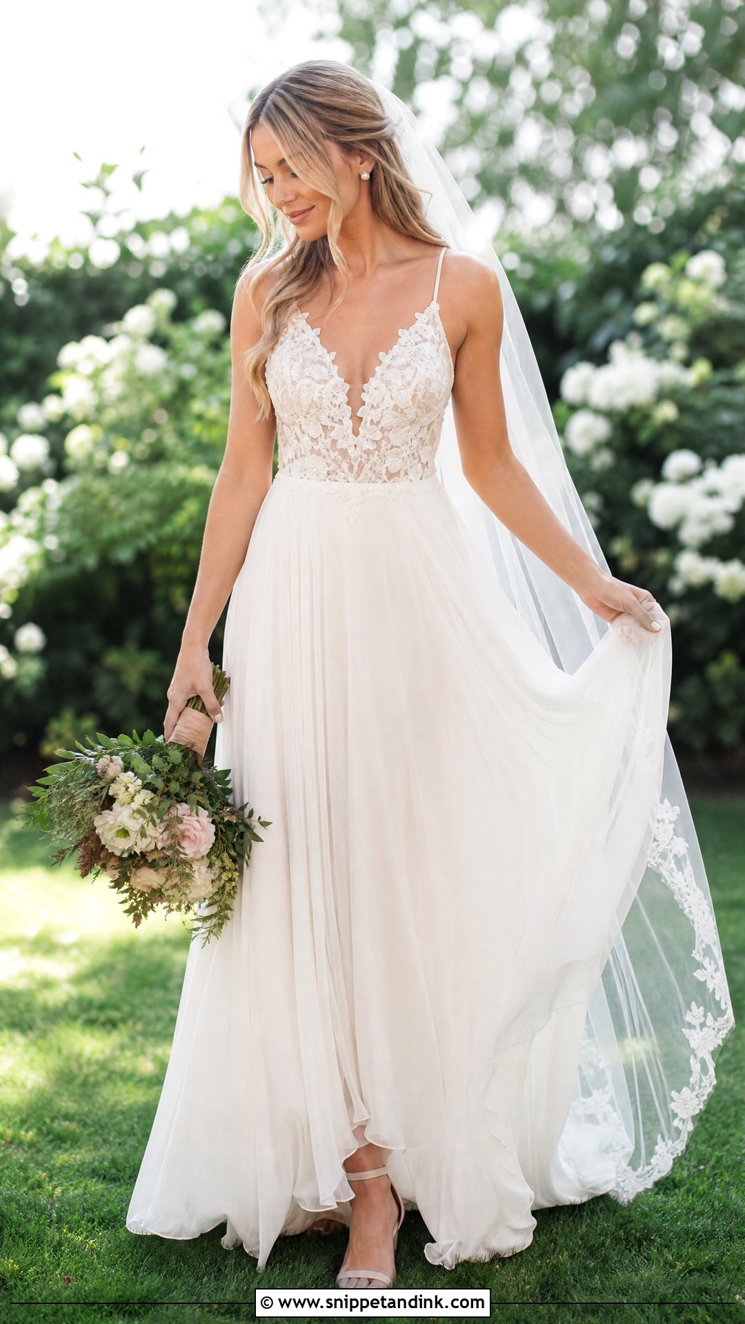 Sheer Bodice Boho Wedding Dress - Snippet and Ink - 25 Boho Whimsical Wedding Dress Ideas