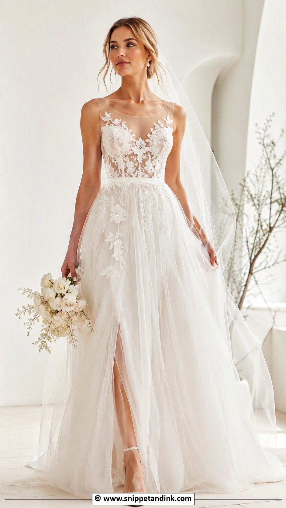 Sheer Bodice Wedding Dress - Snippet and Ink - 25 Enchanting Wedding Dress Ideas