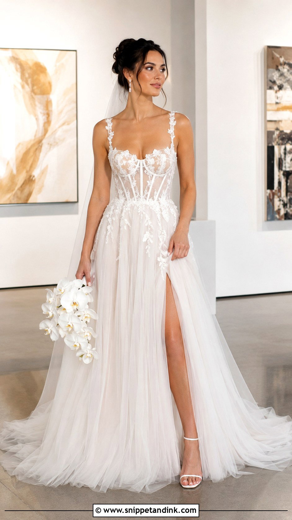 Sheer Boned Corset Tulle Wedding Dress - Snippet and Ink - 20 Corset Style Wedding Dress Ideas