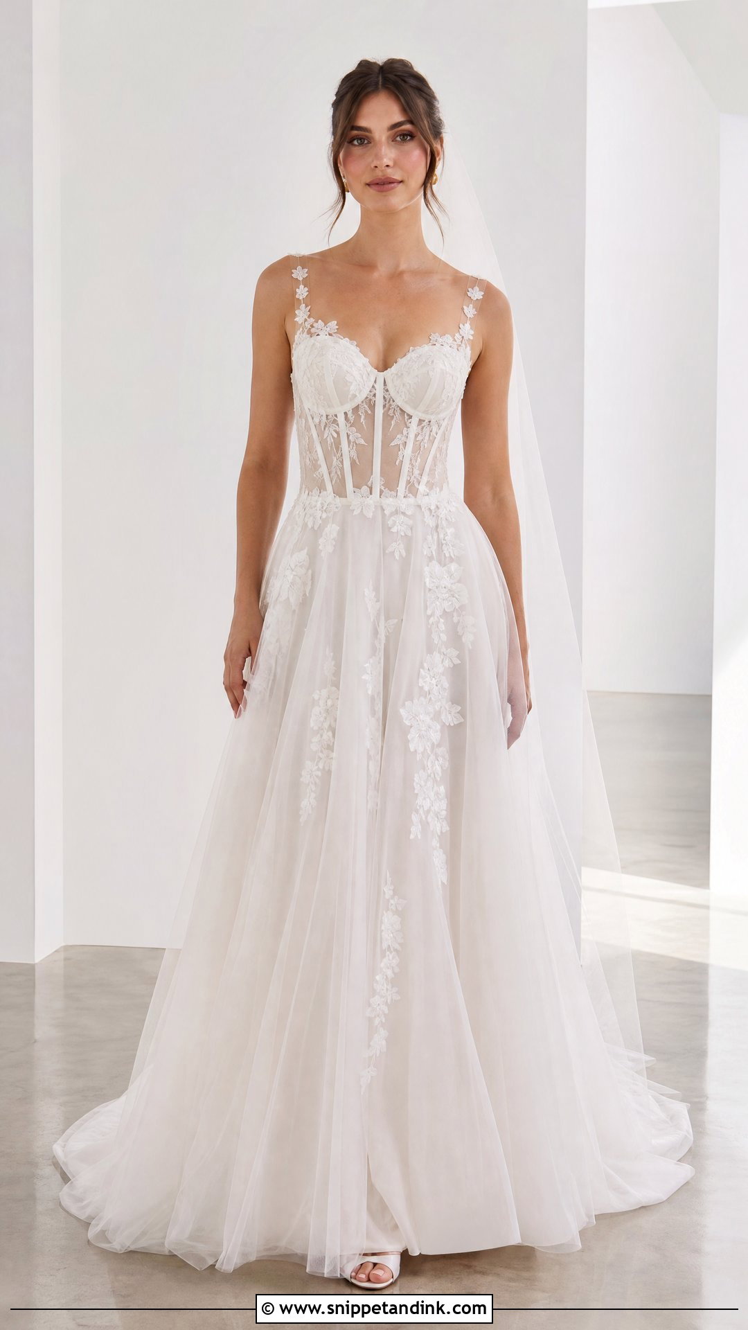 Sheer Boned Corset Wedding Dress - Snippet and Ink - 20 Wedding Dress with Corset Top Ideas