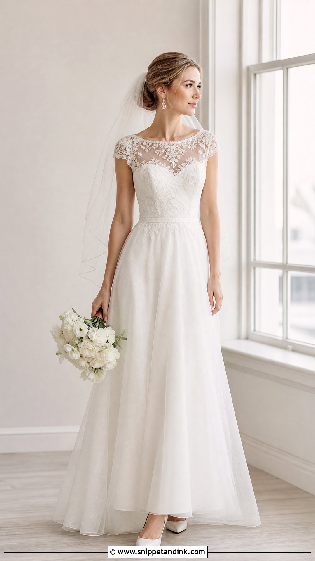 Sheer Cap Sleeve Wedding Dress - Snippet and Ink - 20 Wedding Dress Sheer Sleeves