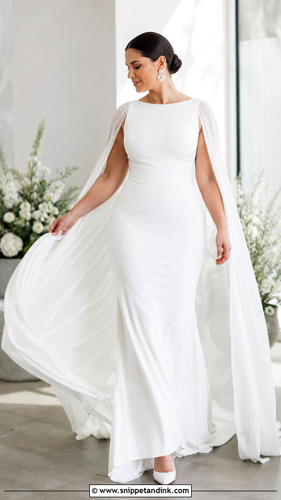 Sheer Cape Sleeve Wedding Dress - Snippet and Ink - 20 Curvy Wedding Dress Sleeves