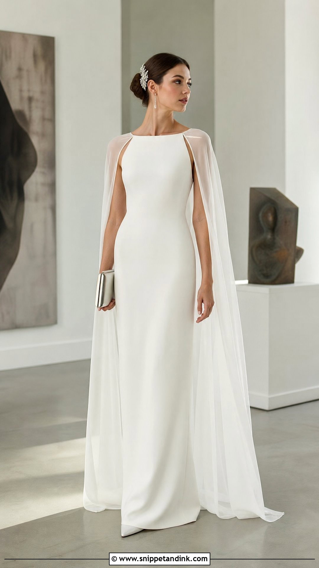 Sheer Cape Sleeve Wedding Dress - Snippet and Ink - 20 Sheer Sleeve Wedding Dress Ideas