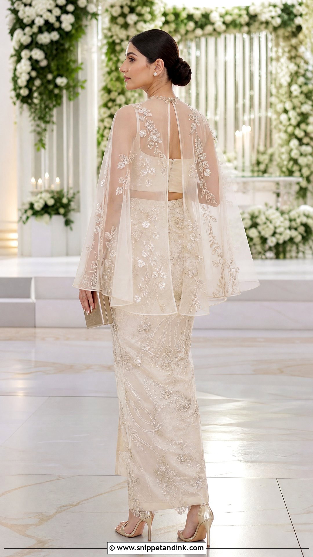 Sheer Cape Wedding Blouse Back Design - Snippet and Ink - 20 Wedding Blouse Back Designs
