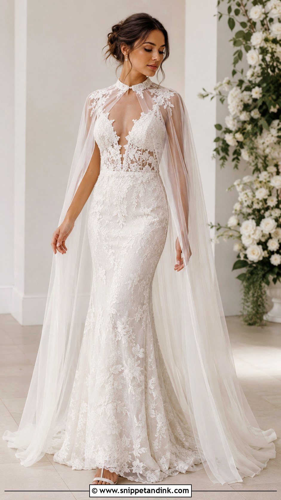 Sheer Cape Wedding Dress - Snippet and Ink - 30 Wedding Dress with Cape Ideas