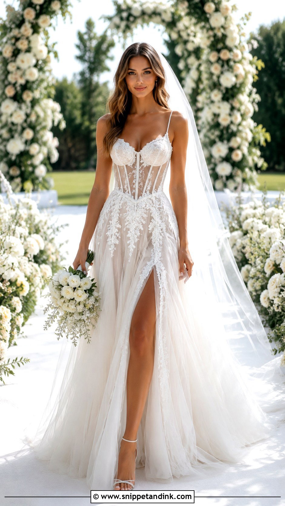 Sheer Corset Basque Waist Wedding Dress - Snippet and Ink - 20 Corset Basque Waist Wedding Dress Ideas