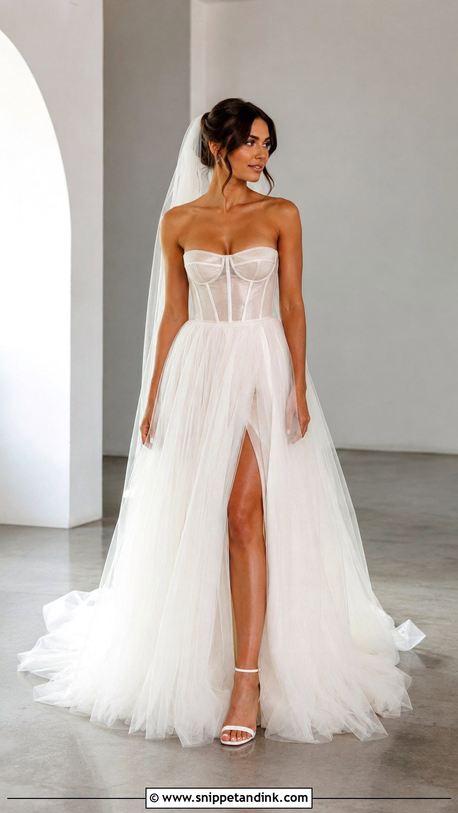 Sheer Corset Bridal Dress - Snippet and Ink - 25 Corset Bridal Dress Ideas