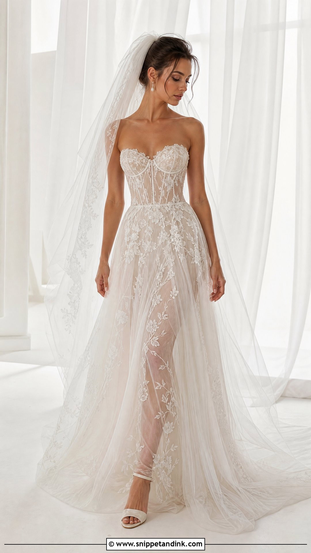Sheer Corset Bride Dress - Snippet and Ink - 25 Corse Bride Ideas