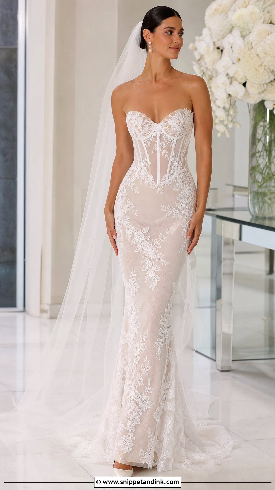 Sheer Corset Mermaid Wedding Dress - Snippet and Ink - 25 Corset Top Wedding Dresses