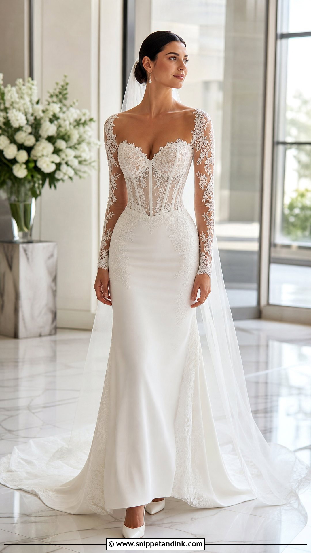 Sheer Corset Sleeve Wedding Dress - Snippet and Ink - 20 Wedding Dress Sheer Sleeves
