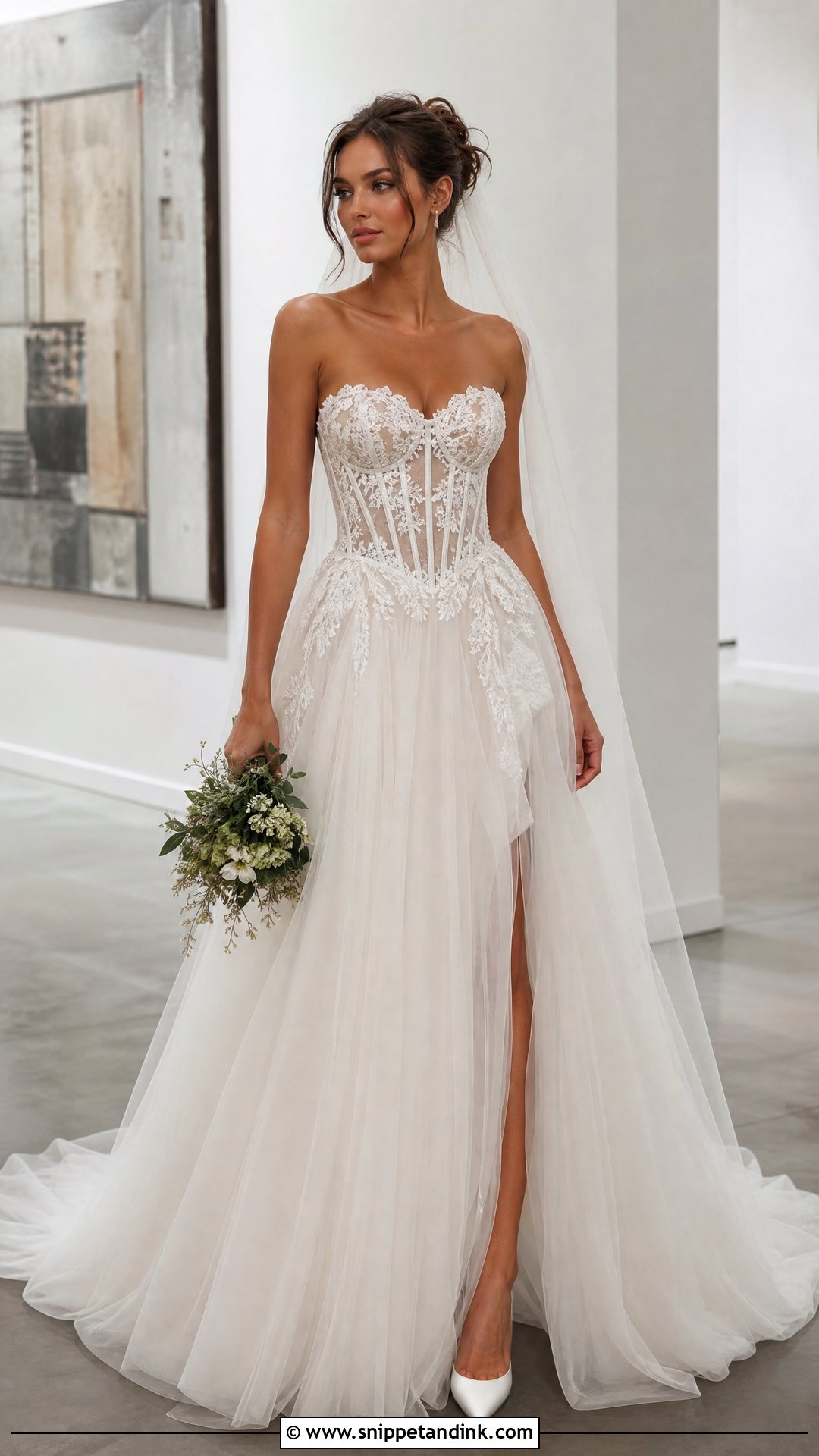 Sheer Corset Top Wedding Dress - Snippet and Ink - 20 Wedding Dresses with Corset Top