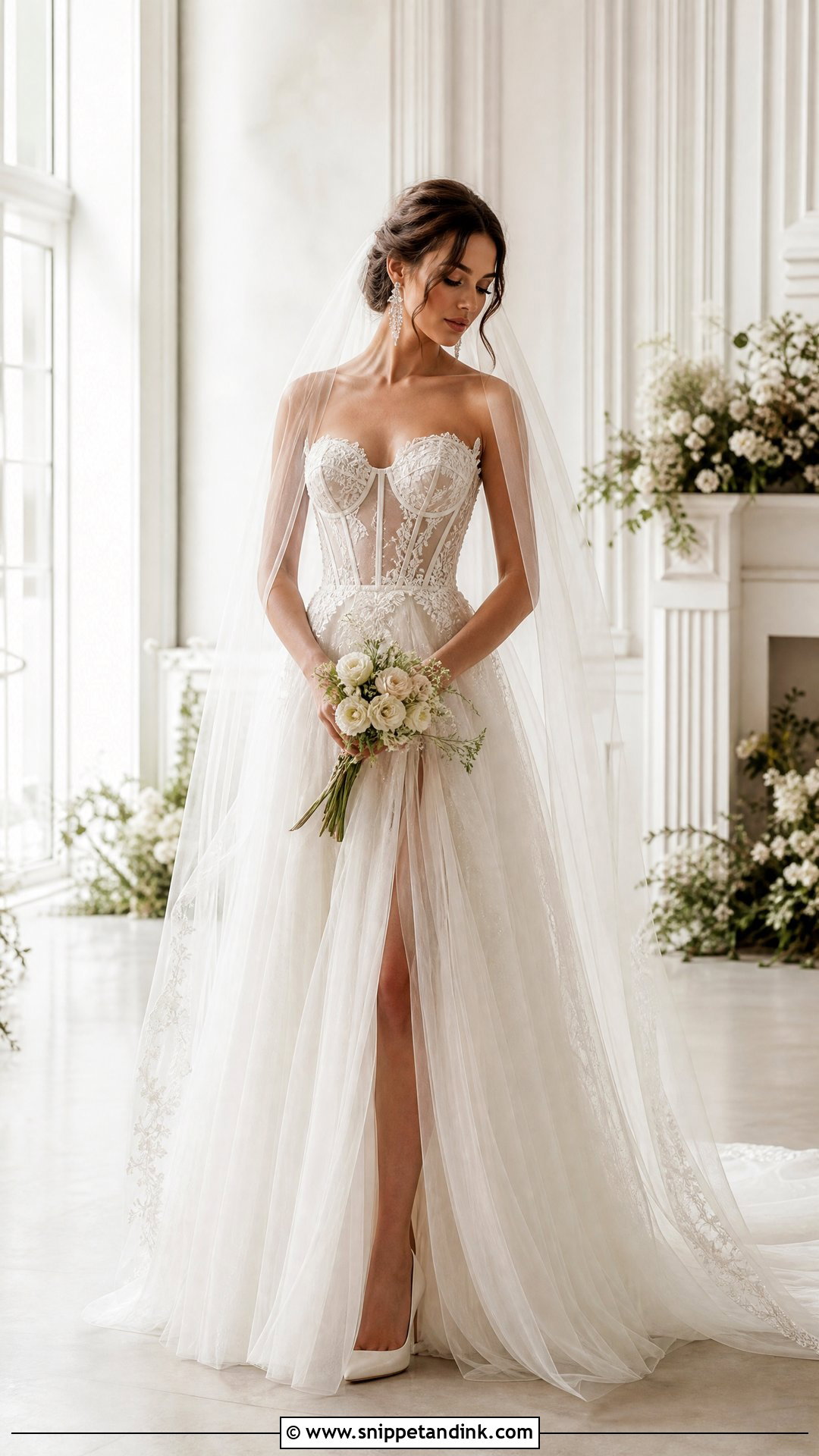 Sheer Corset Tulle Couture Bridal Gown - Snippet and Ink - 25 Couture Bridal Gowns