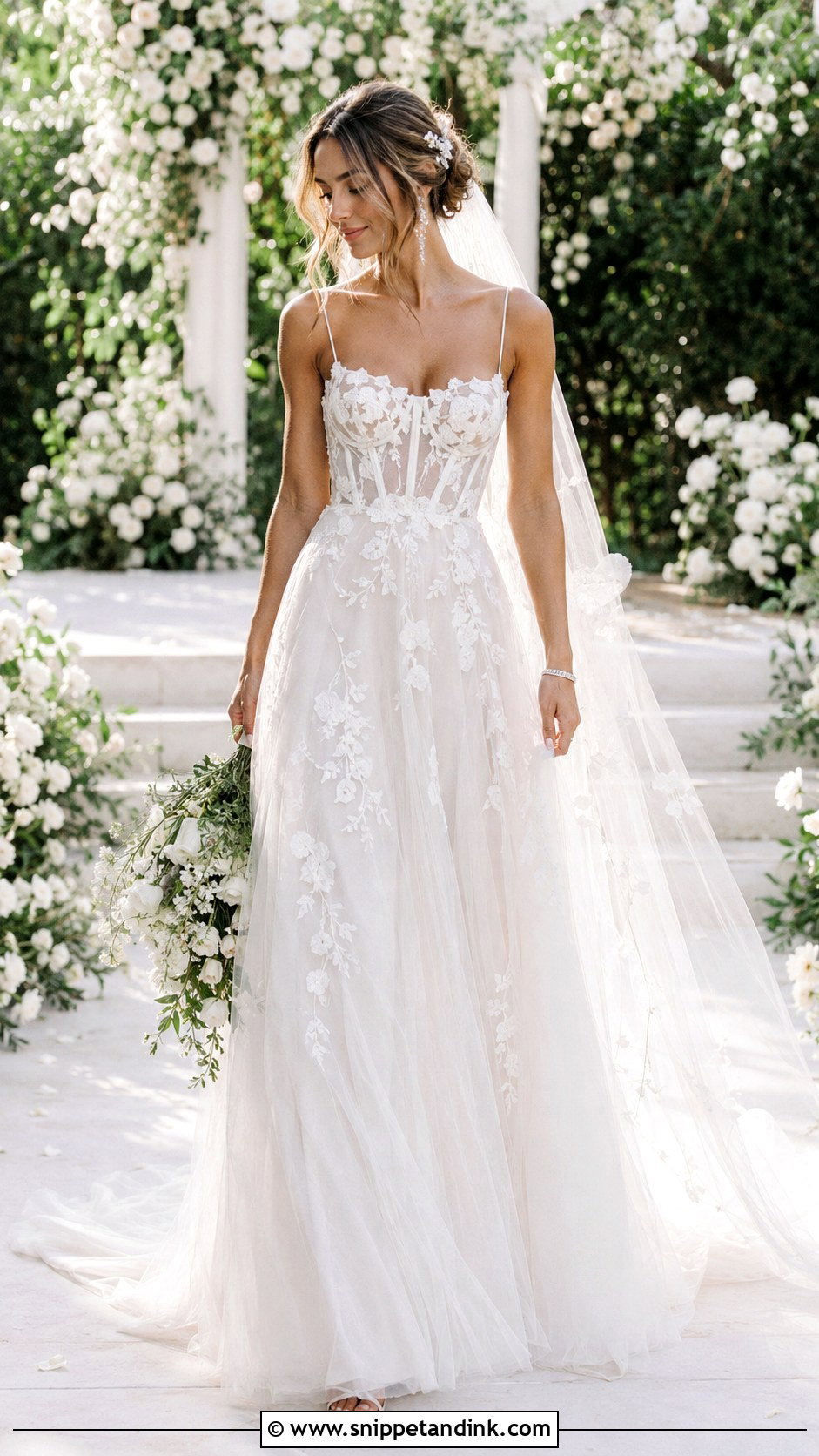 Sheer Corset Tulle Wedding Dress - Snippet and Ink - 20 Corset Bride Dress Ideas