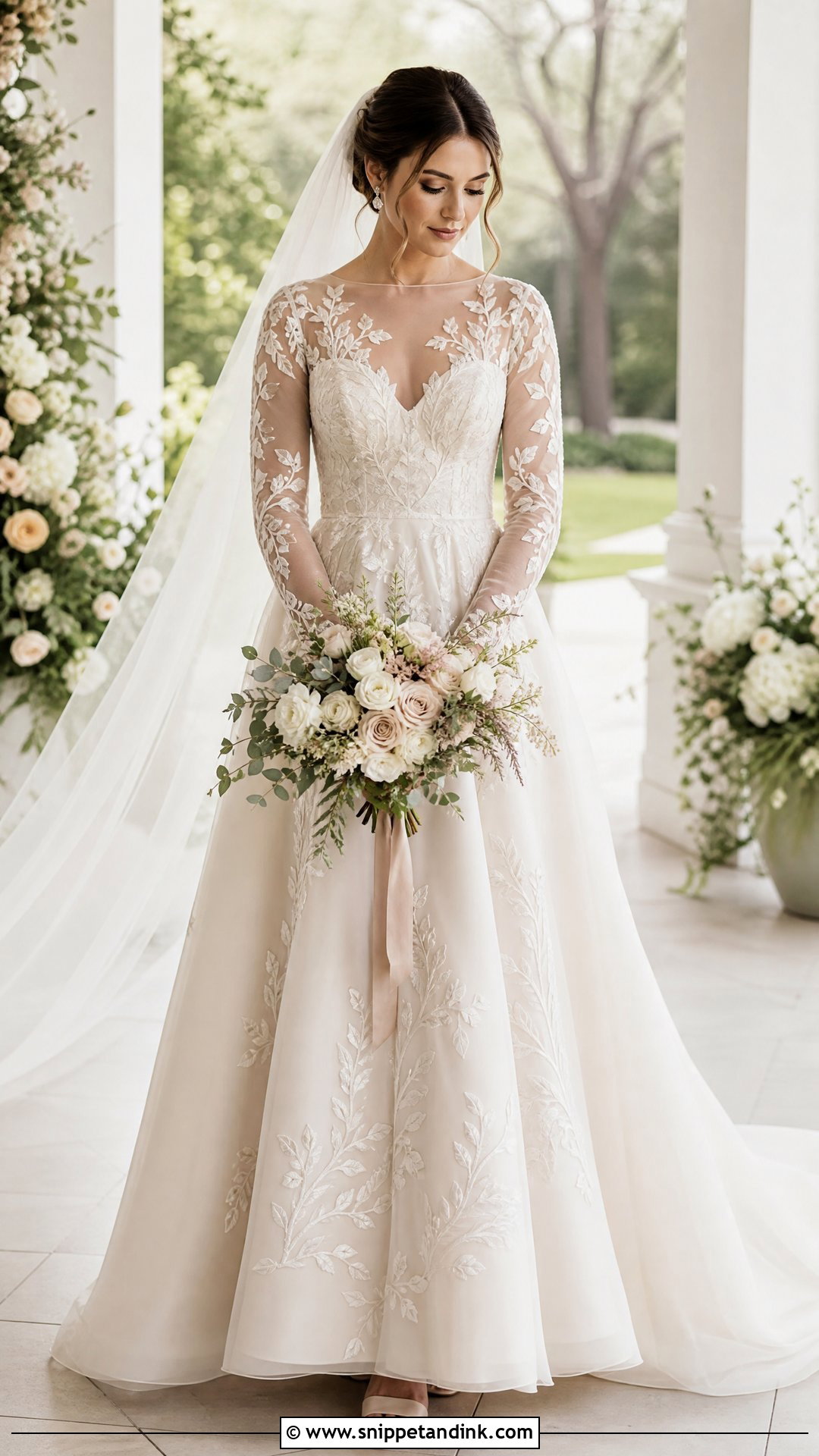 Sheer Embroidered Sleeve Wedding Dress - Snippet and Ink - 20 Wedding Dress Sheer Sleeves