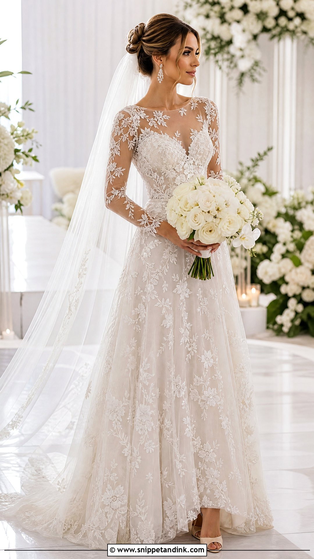 Sheer Floral Embroidered Wedding Dress - Snippet and Ink - 20 Wedding Dress Flowers Embroidery