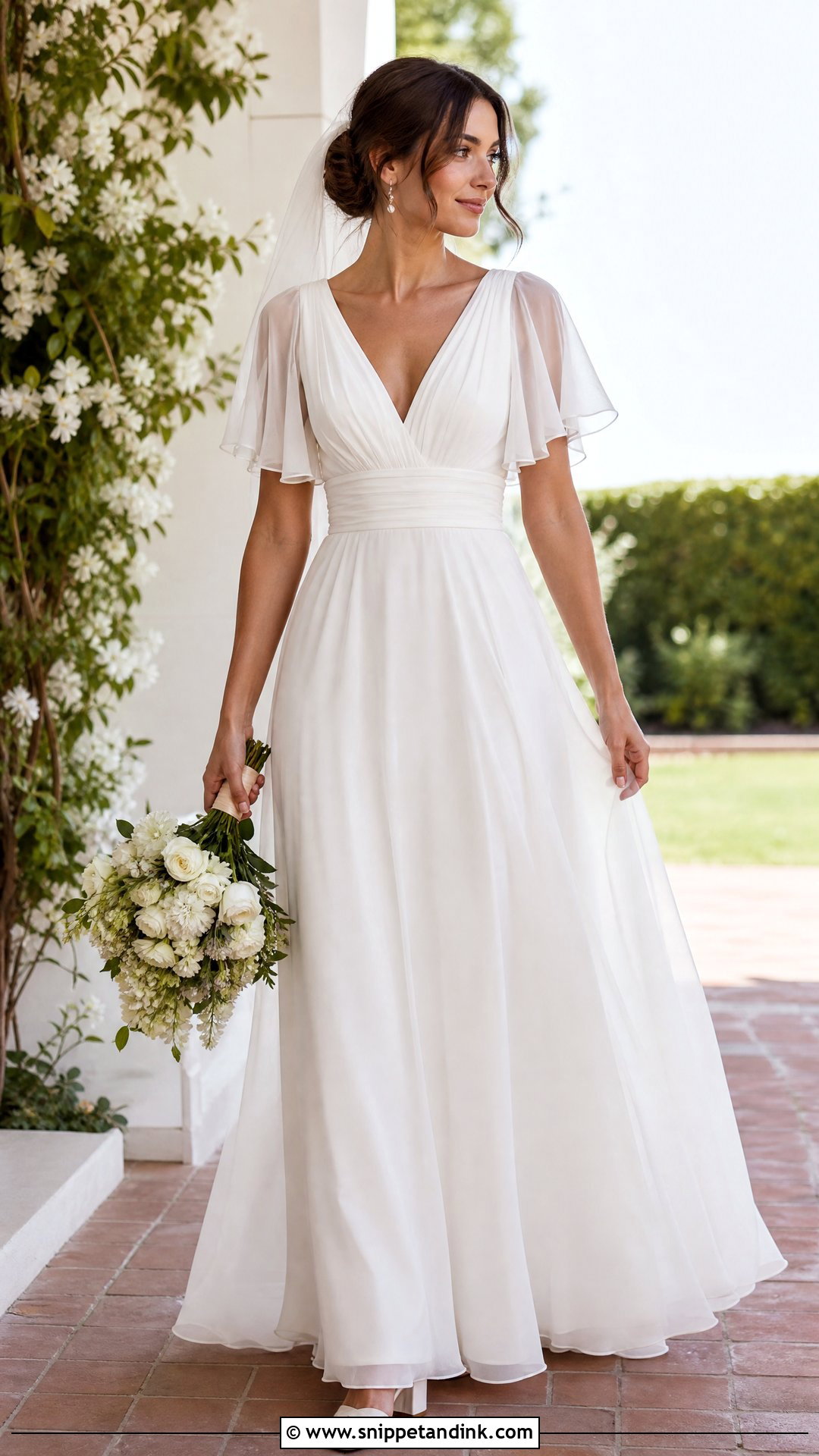 Sheer Flutter Sleeve Wedding Dress - Snippet and Ink - 20 Wedding Dress Sheer Sleeves