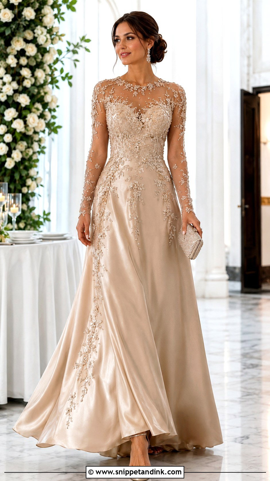 Sheer Illusion Collar Gown - Snippet and Ink - 20 Collar Gown Design Ideas