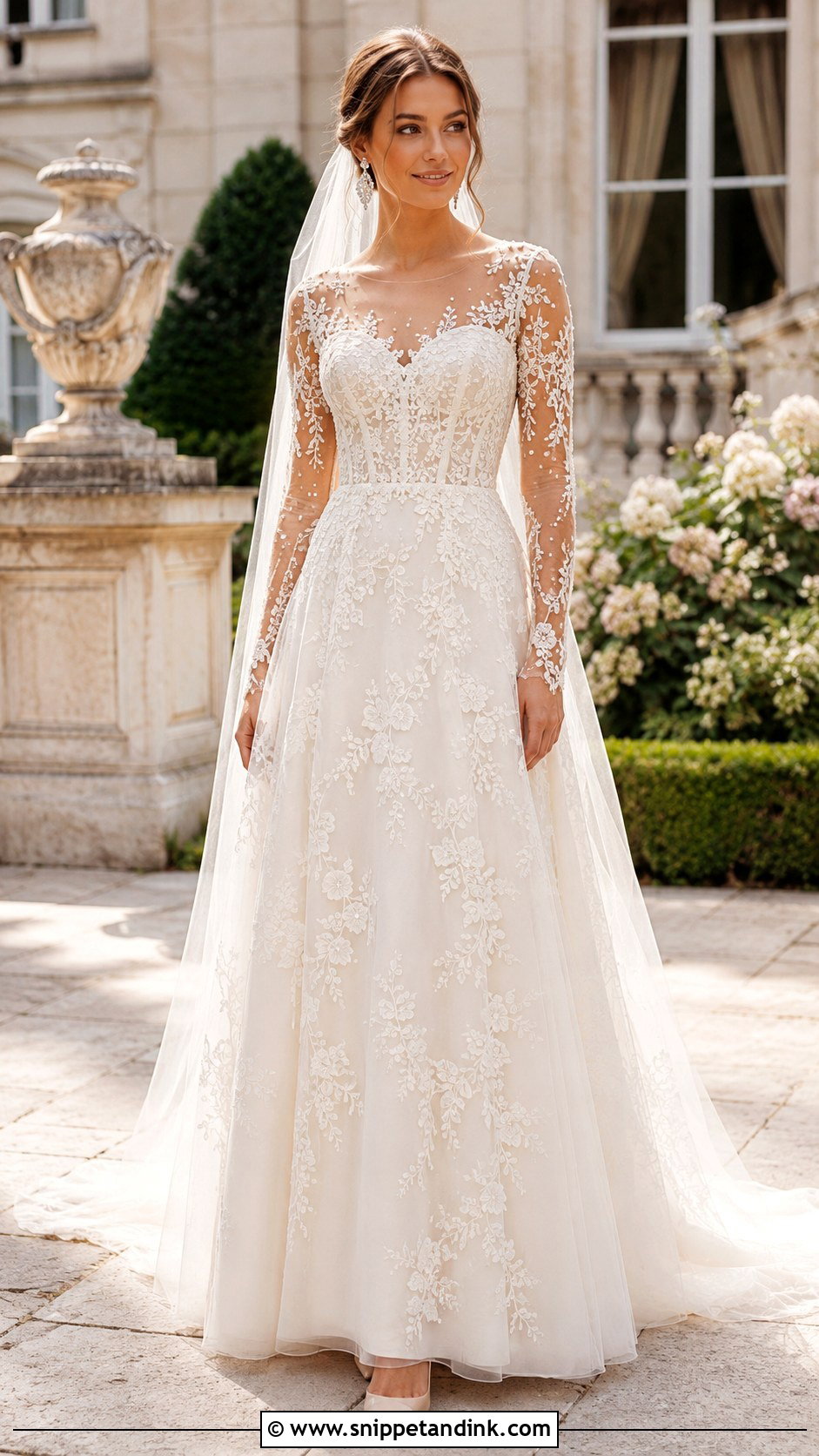 Sheer Illusion Sleeve Wedding Dress - Snippet and Ink - 20 Extravagant Wedding Dress Ideas
