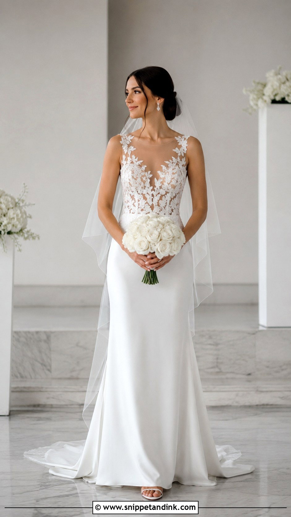 Sheer Lace Bodice Wedding Dress - Snippet and Ink - 20 Lace Bodice Wedding Dress Ideas