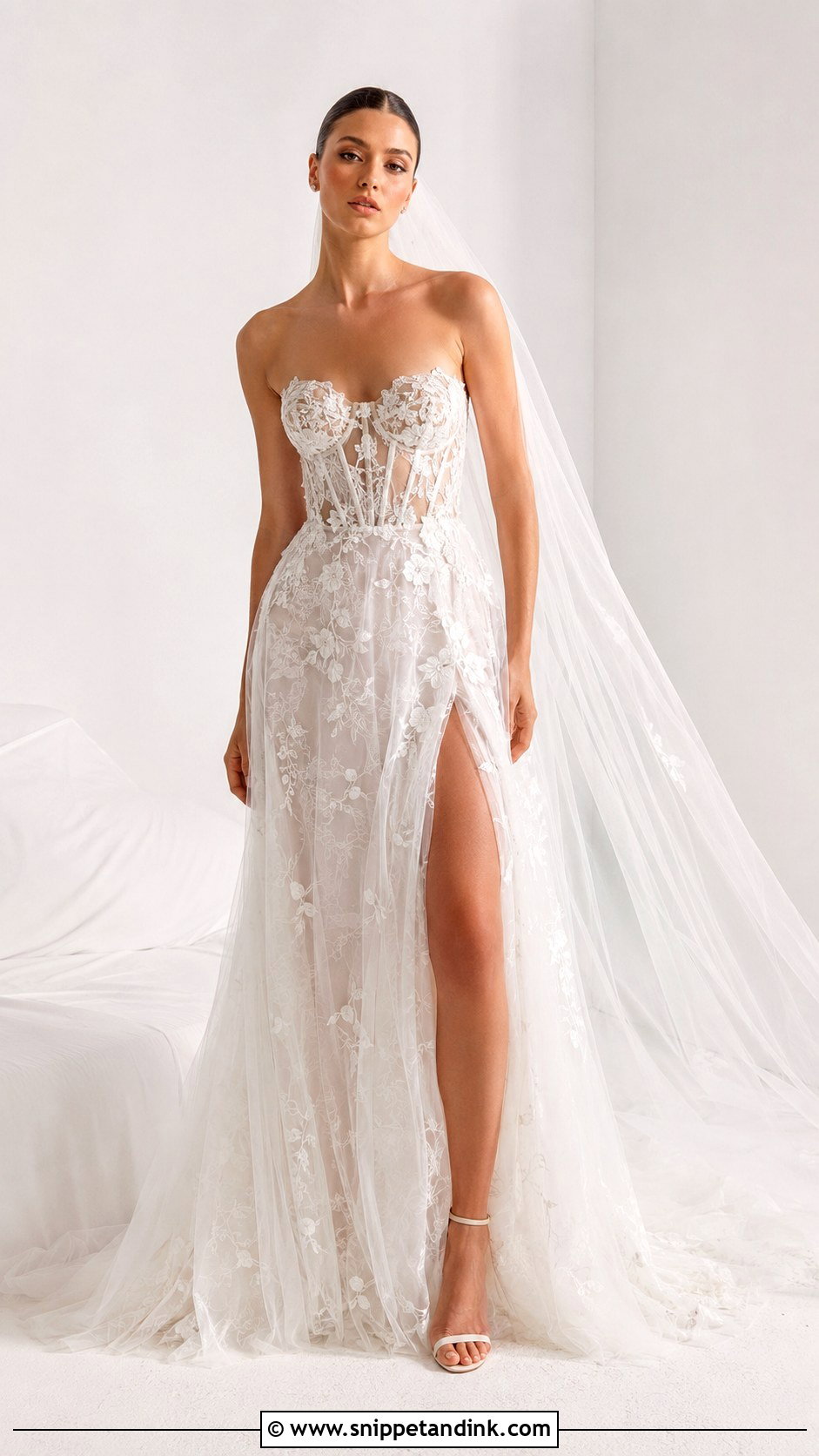 Sheer Lace Corset Wedding Dress - Snippet and Ink - 25 Lace Corset Wedding Dress Ideas