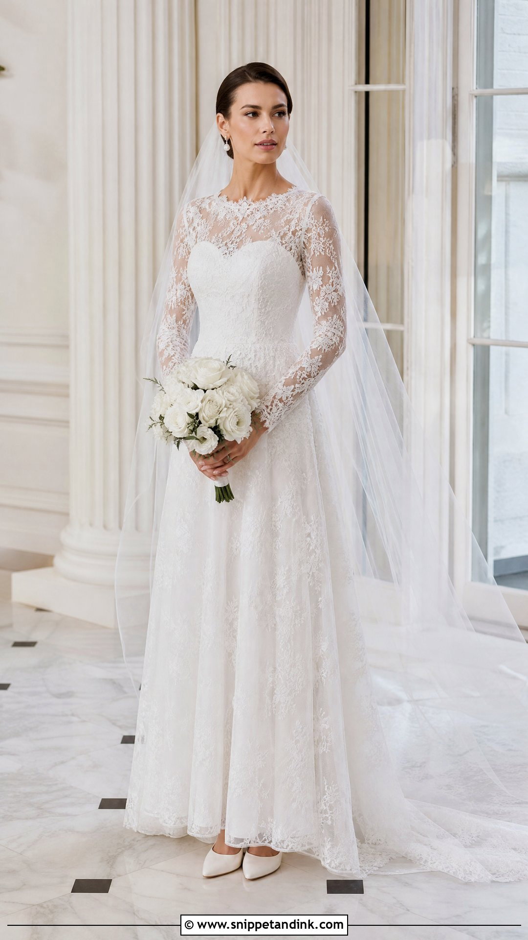 Sheer Lace Long Sleeve Wedding Dress - Snippet and Ink - 25 Runway Wedding Dress Ideas