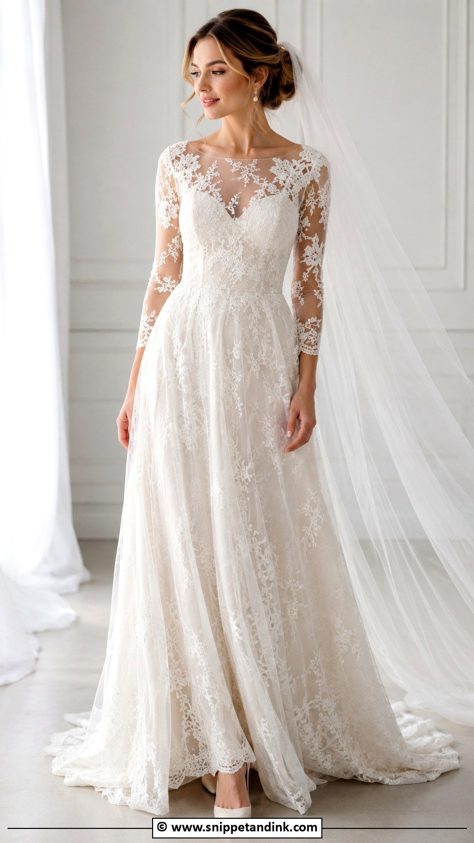Sheer Lace Wedding Dress With Sleeves - Snippet and Ink - 30 Lace Wedding Dress with Sleeves