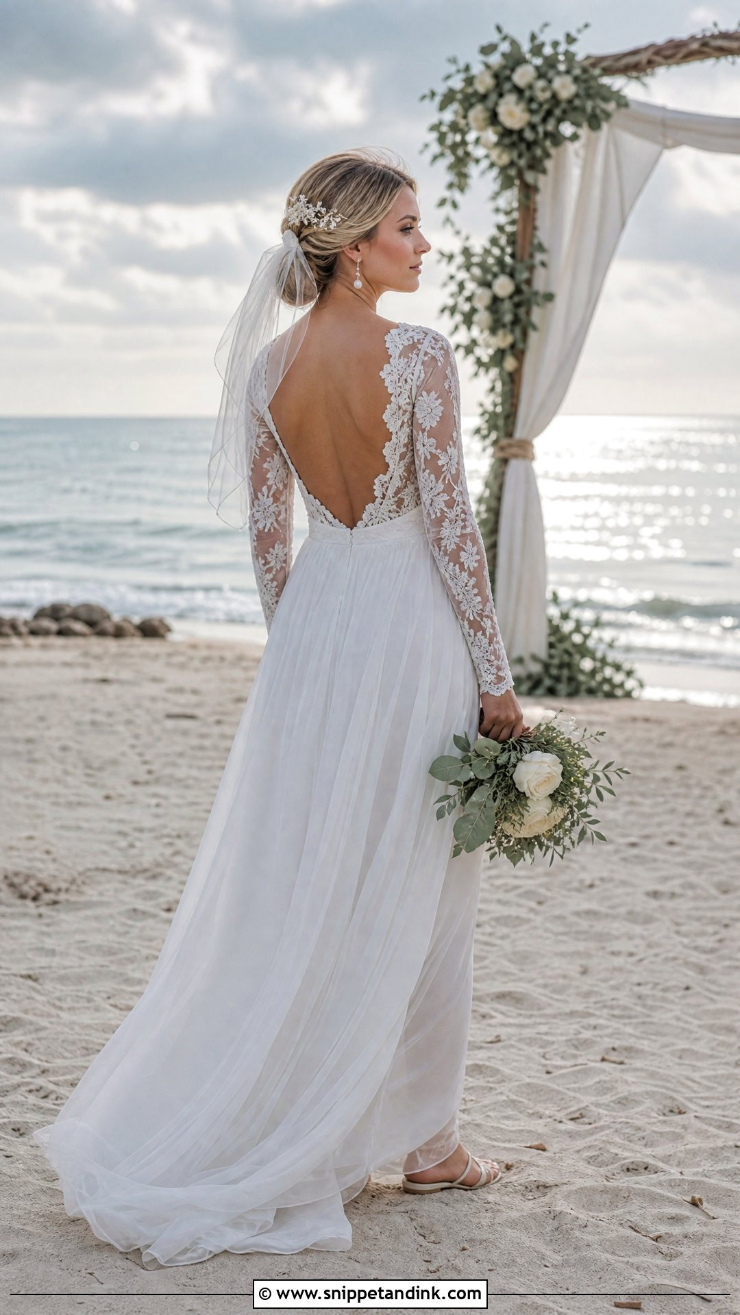 Sheer Long Sleeve Beach Wedding Dress - Snippet and Ink - 20 Summer Wedding Dress Beach Ideas
