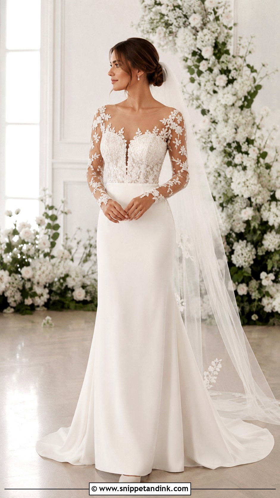 Sheer Long Sleeve Bodice Wedding Dress - Snippet and Ink - 20 Bodice Wedding Dress Ideas