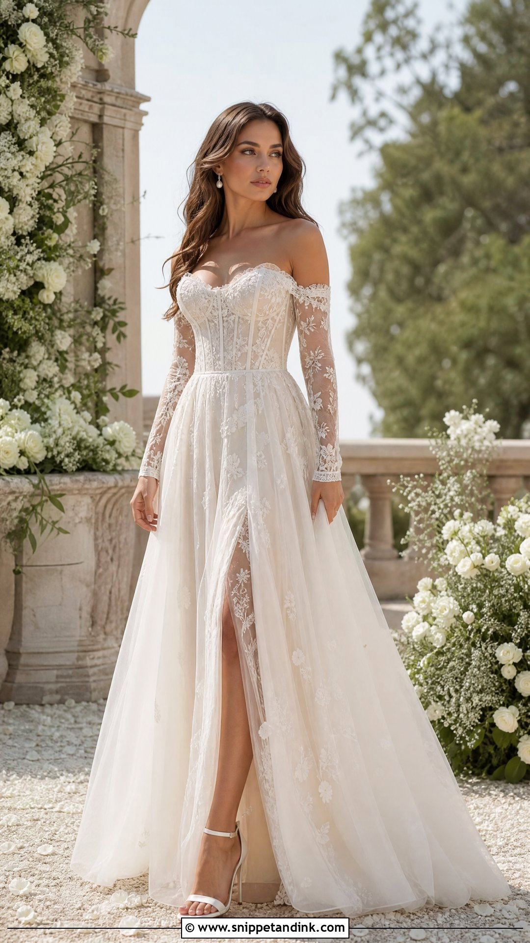 Sheer Off Shoulder Wedding Dress - Snippet and Ink - 25 Sheer Wedding Dress Ideas