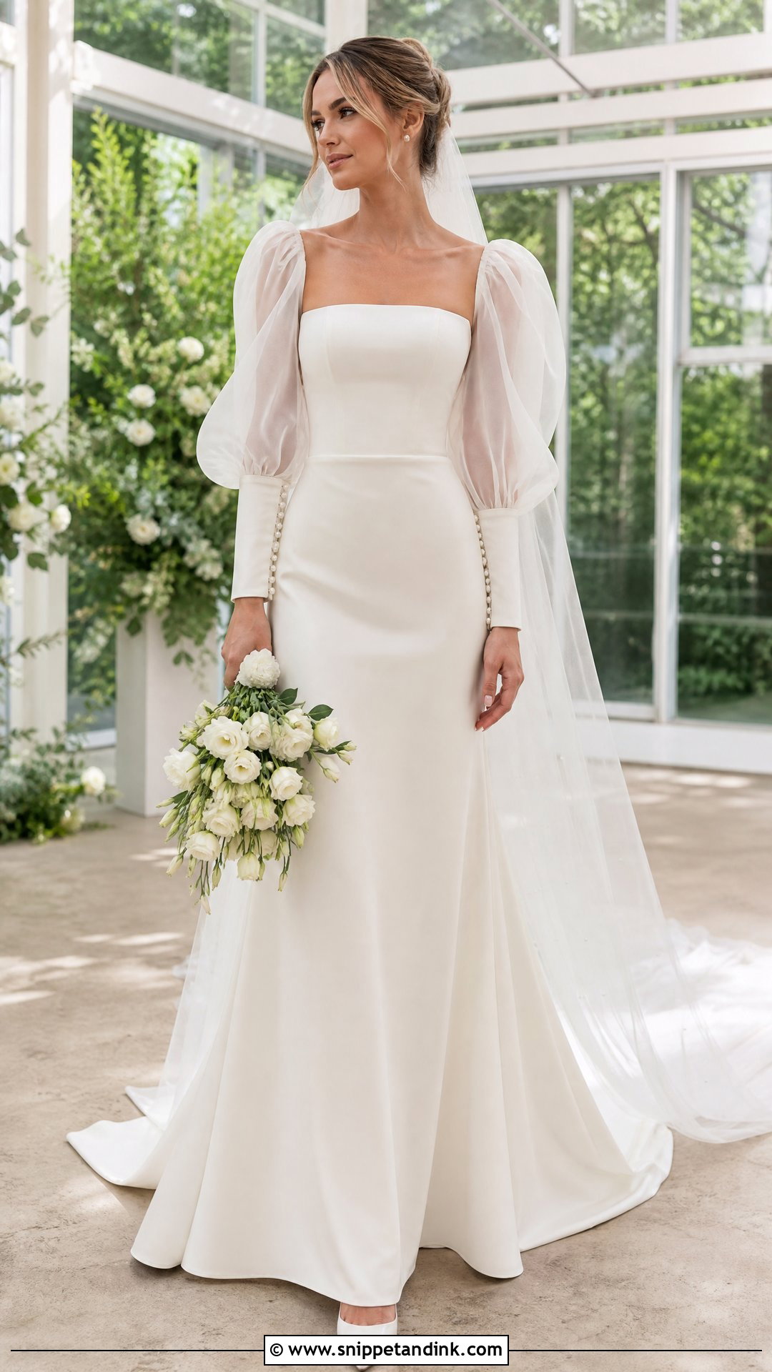 Sheer Organza Puff Sleeve Wedding Dress - Snippet and Ink - 20 Vintage Puff Sleeve Wedding Dress Ideas