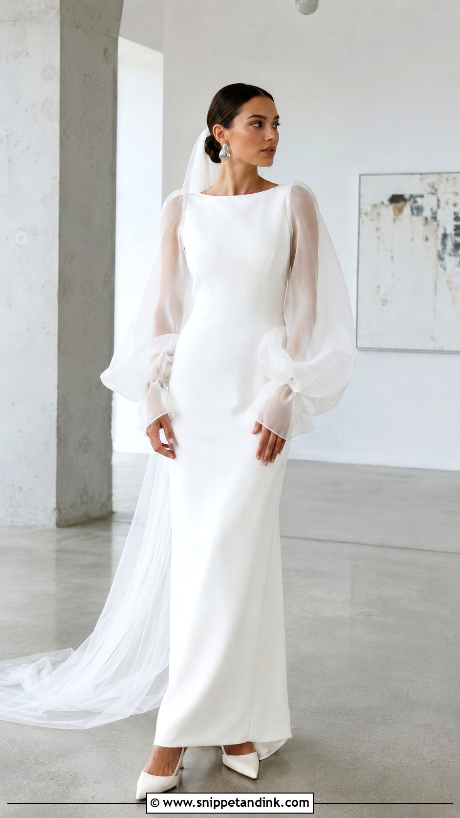 Sheer Organza Sleeve Wedding Dress - Snippet and Ink - 20 Big Sleeve Wedding Dress Ideas