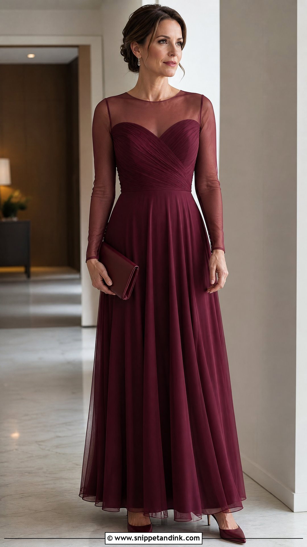 Sheer Overlay Gown With Tonal Accessories - Snippet and Ink - 25 Trending Gowns