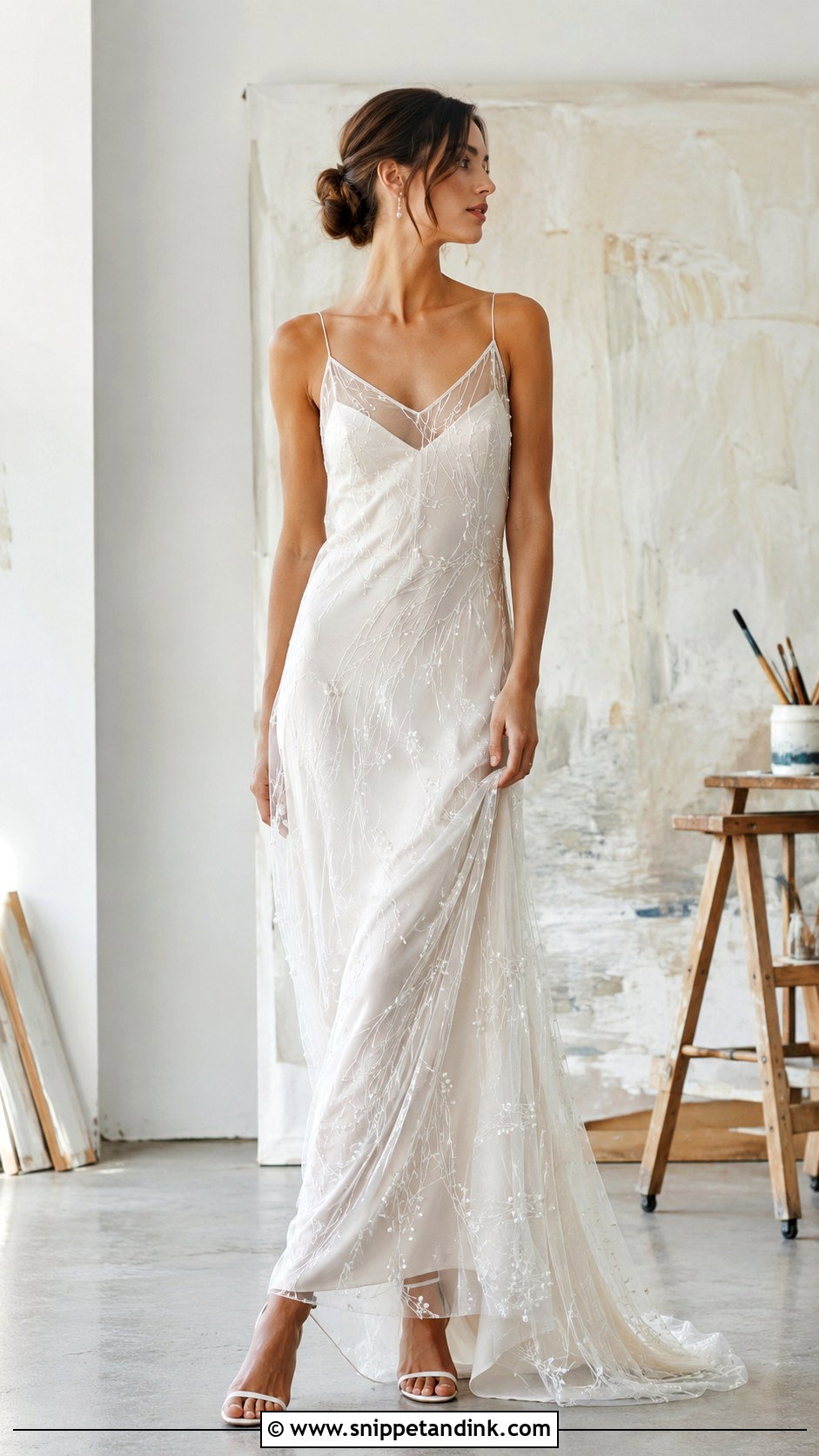 Sheer Overlay Slip Wedding Dress - Snippet and Ink - 20 Artsy Wedding Dresses