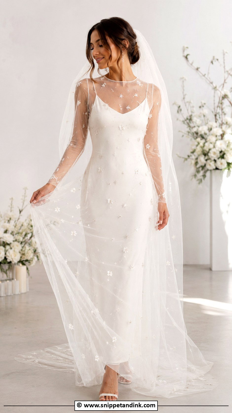 Sheer Overlay Wedding Dress - Snippet and Ink - 30 Mystical Wedding Dress Ideas