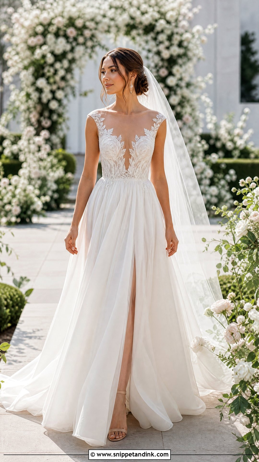 Sheer Panel A Line Wedding Dress - Snippet and Ink - 20 Wona Concept Wedding Dress Ideas