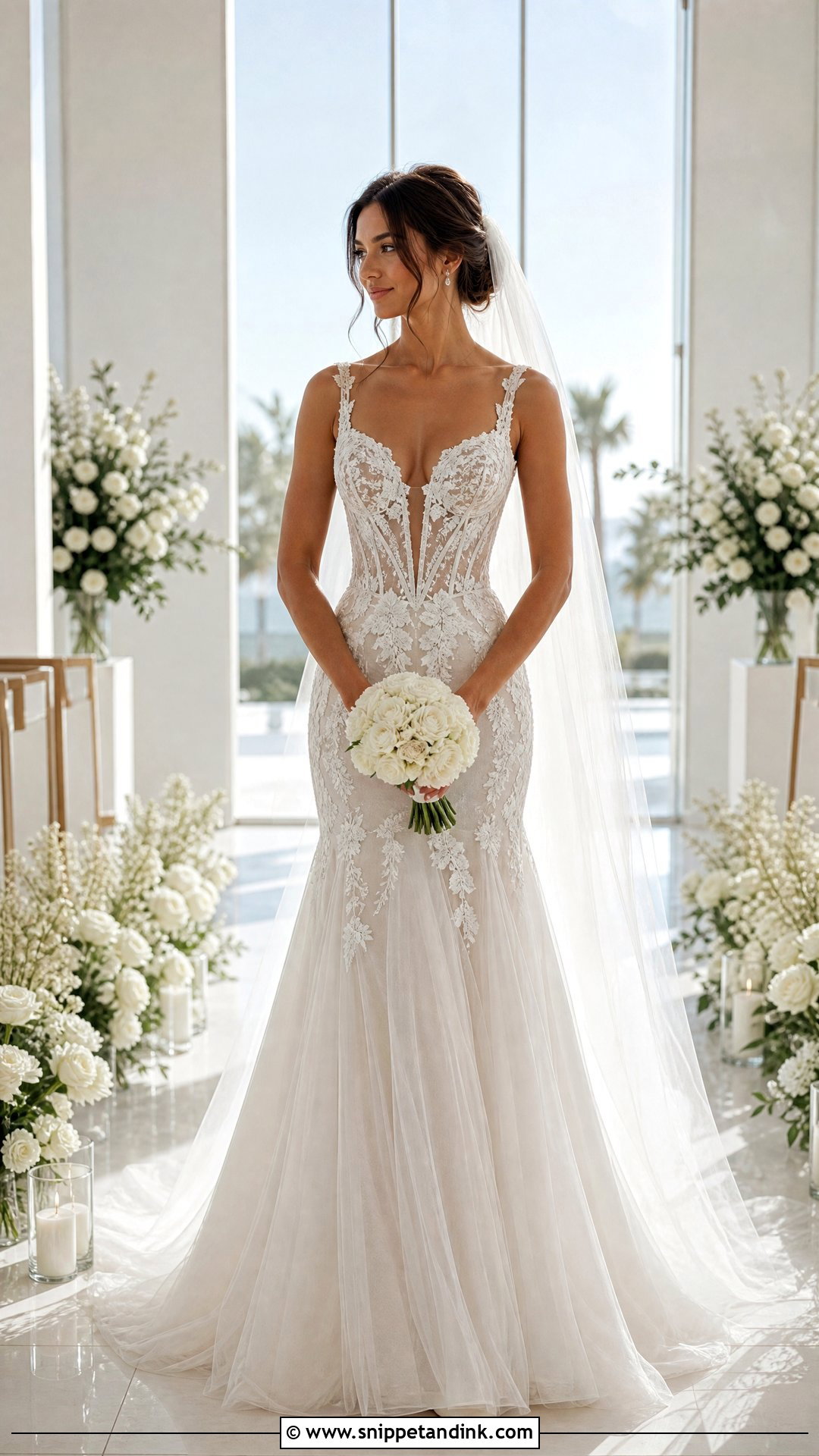 Sheer Panel V Corset Wedding Dress - Snippet and Ink - 20 V Corset Wedding Dress Ideas